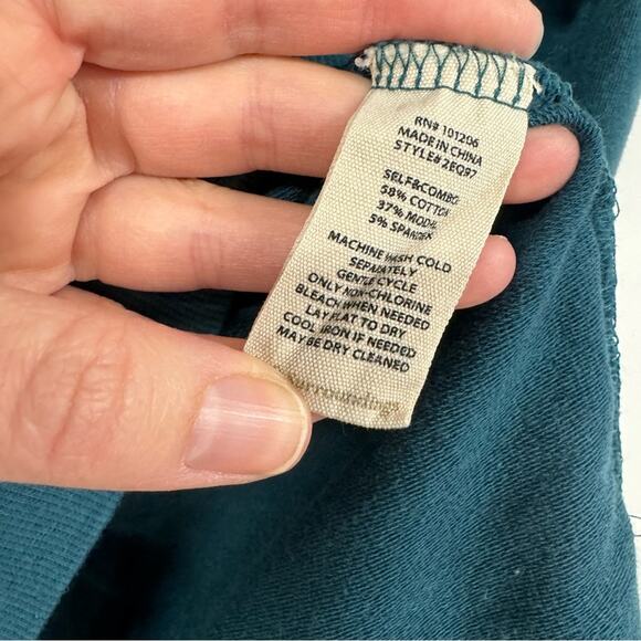 Soft Surroundings Teal Blue Snap Henley Tunic Top Long Sleeve Sweater Womens M - Picture 11 of 12